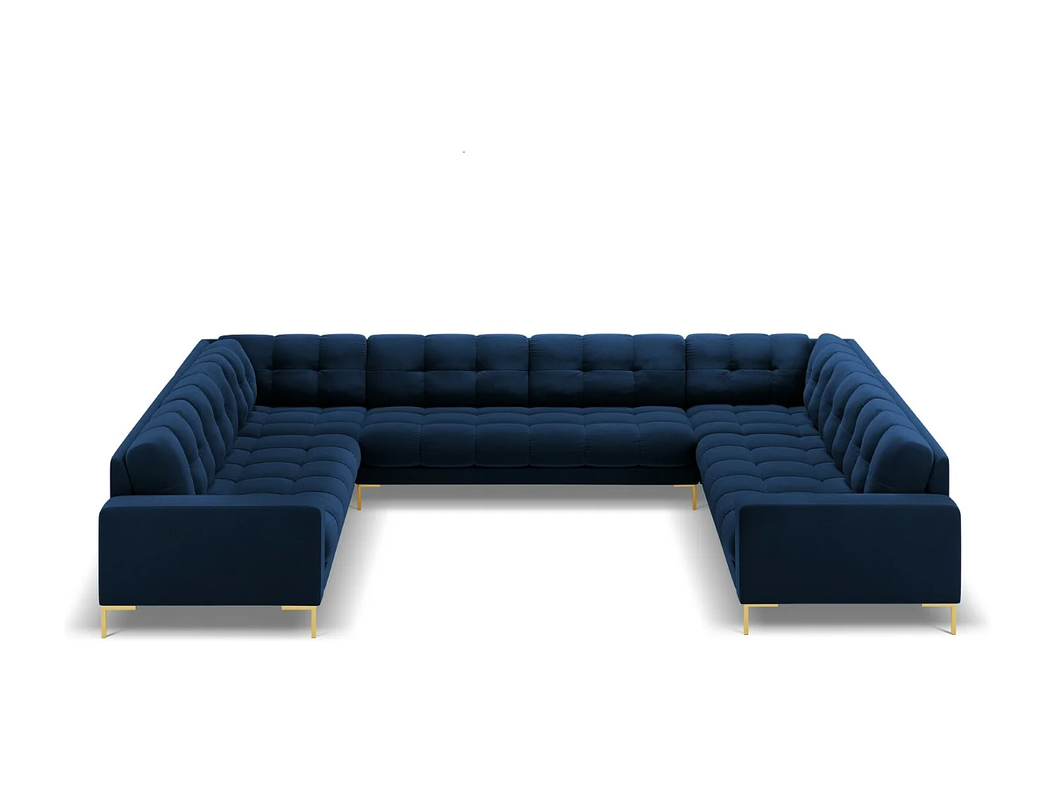 Cosmopolitan Design - Sofá panorâmico "Bali" 9 lugares em veludo azul real - 327x256x75cm