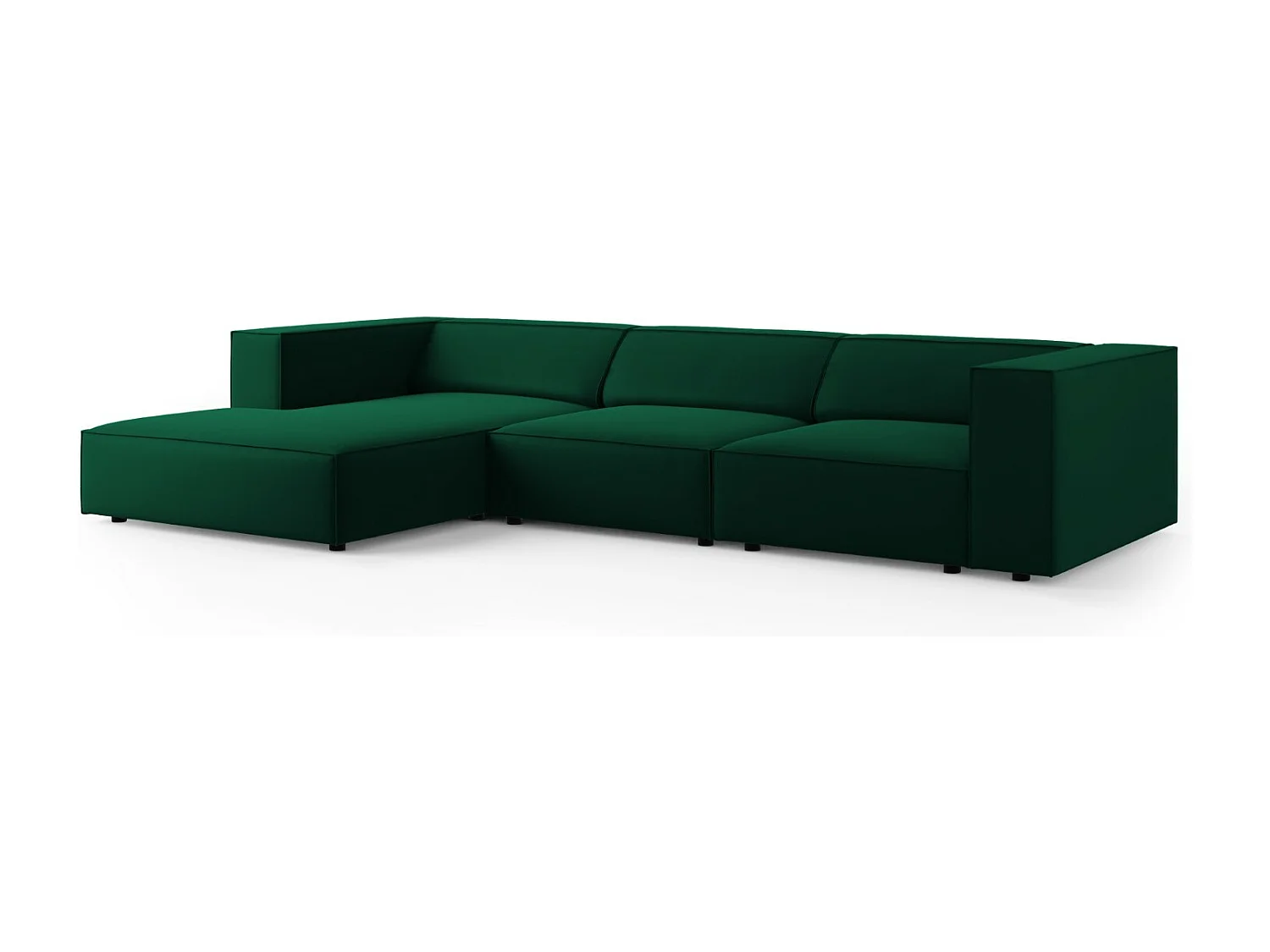 Cosmopolitan Design - Linker hoekbank "Arendal" 4 zitplaatsen, Flueel, Flessengroen - 284x166x70cm