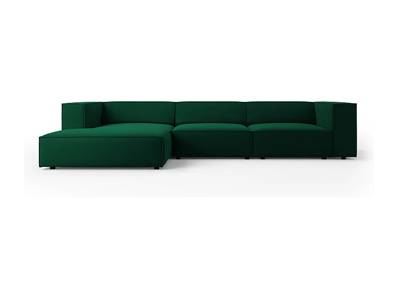 Cosmopolitan Design - Canapé d'angle gauche "Arendal" 4 places en velours vert bouteille - 284x166x70cm