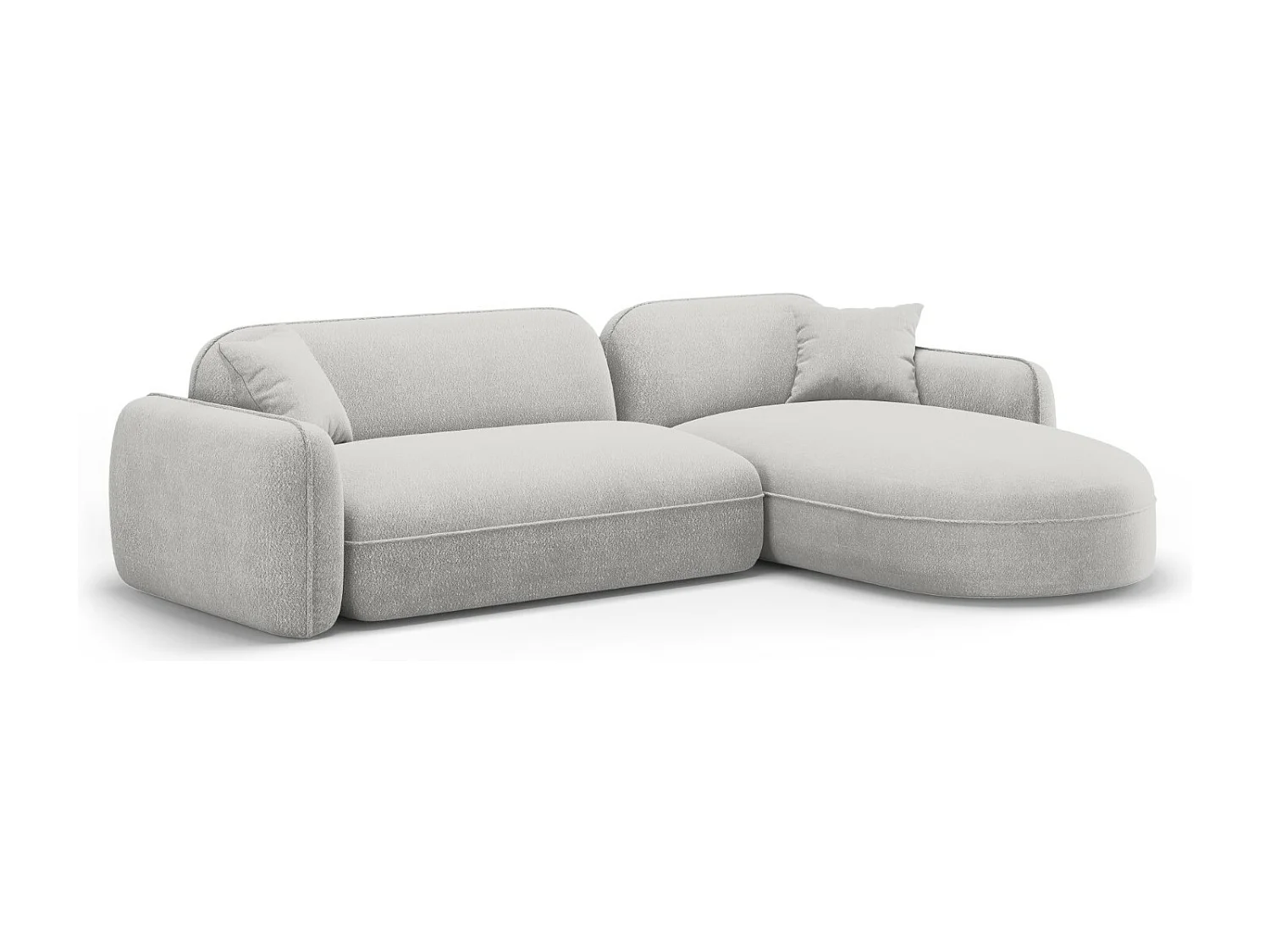 CXL by Christian Lacroix - Modulaire hoekbank rechts "Lucien" 4 zitplaatsen, Flueel, Lichtgrijs - 275x165x70cm