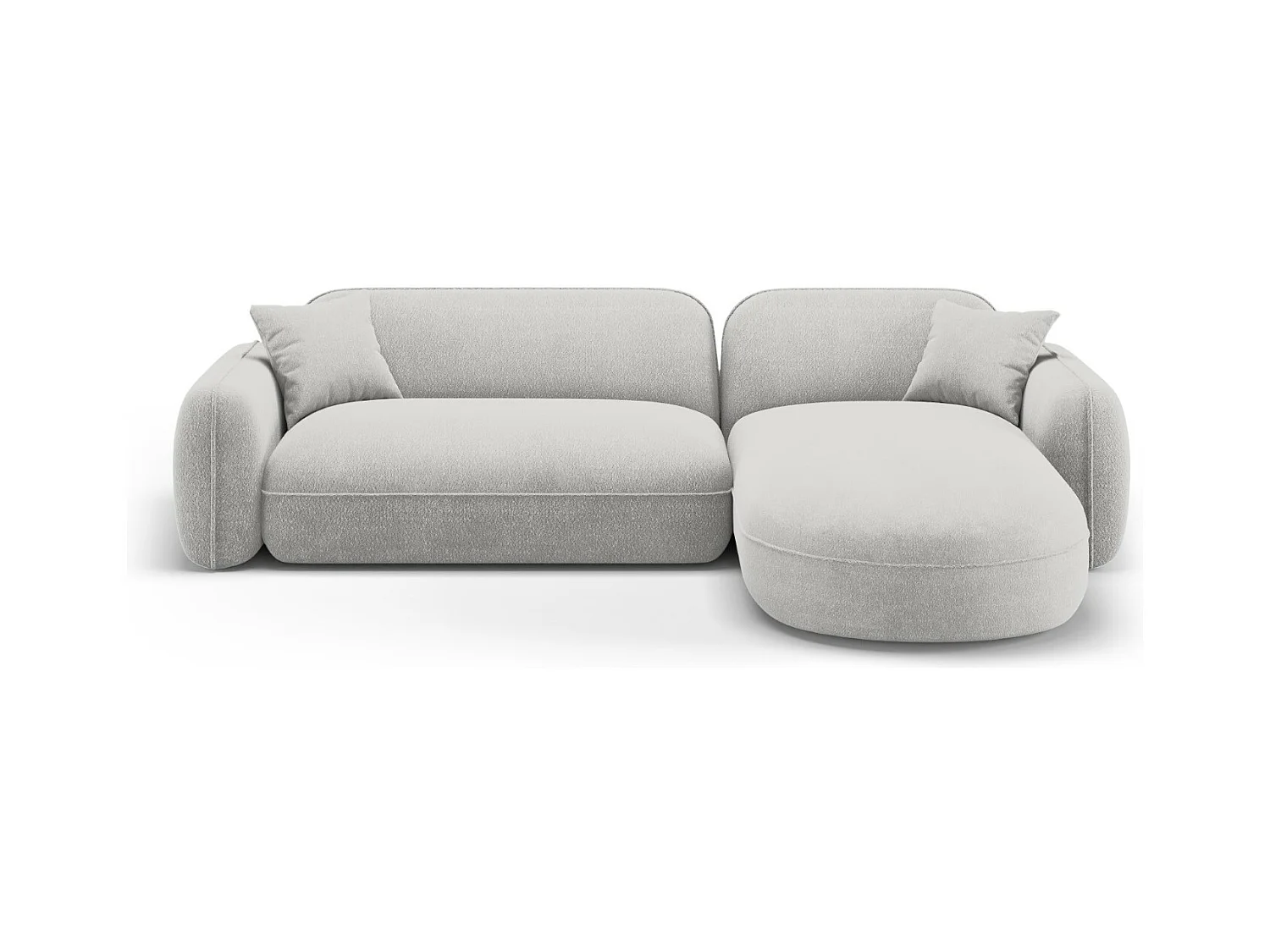CXL by Christian Lacroix - Canapé d'angle droit modulable "Lucien" 4 places en velours gris clair - 275x165x70cm