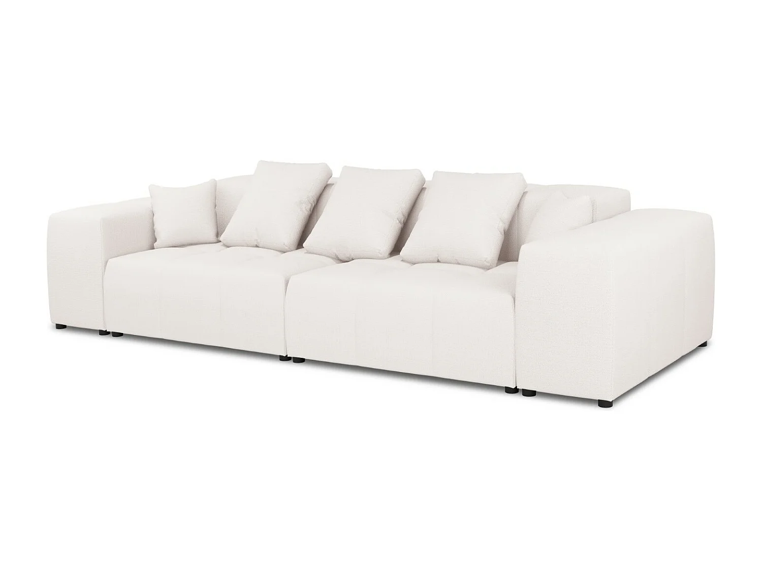 Cosmopolitan Design - Canapé modulable "Rome" 3 places en tissu structurel blanc - 320x120x75cm