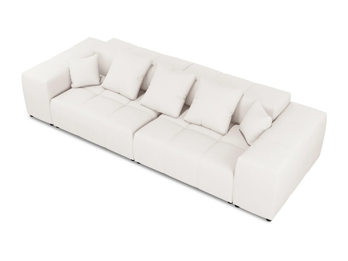 Cosmopolitan Design - Canapé modulable "Rome" 3 places en tissu structurel blanc - 320x120x75cm
