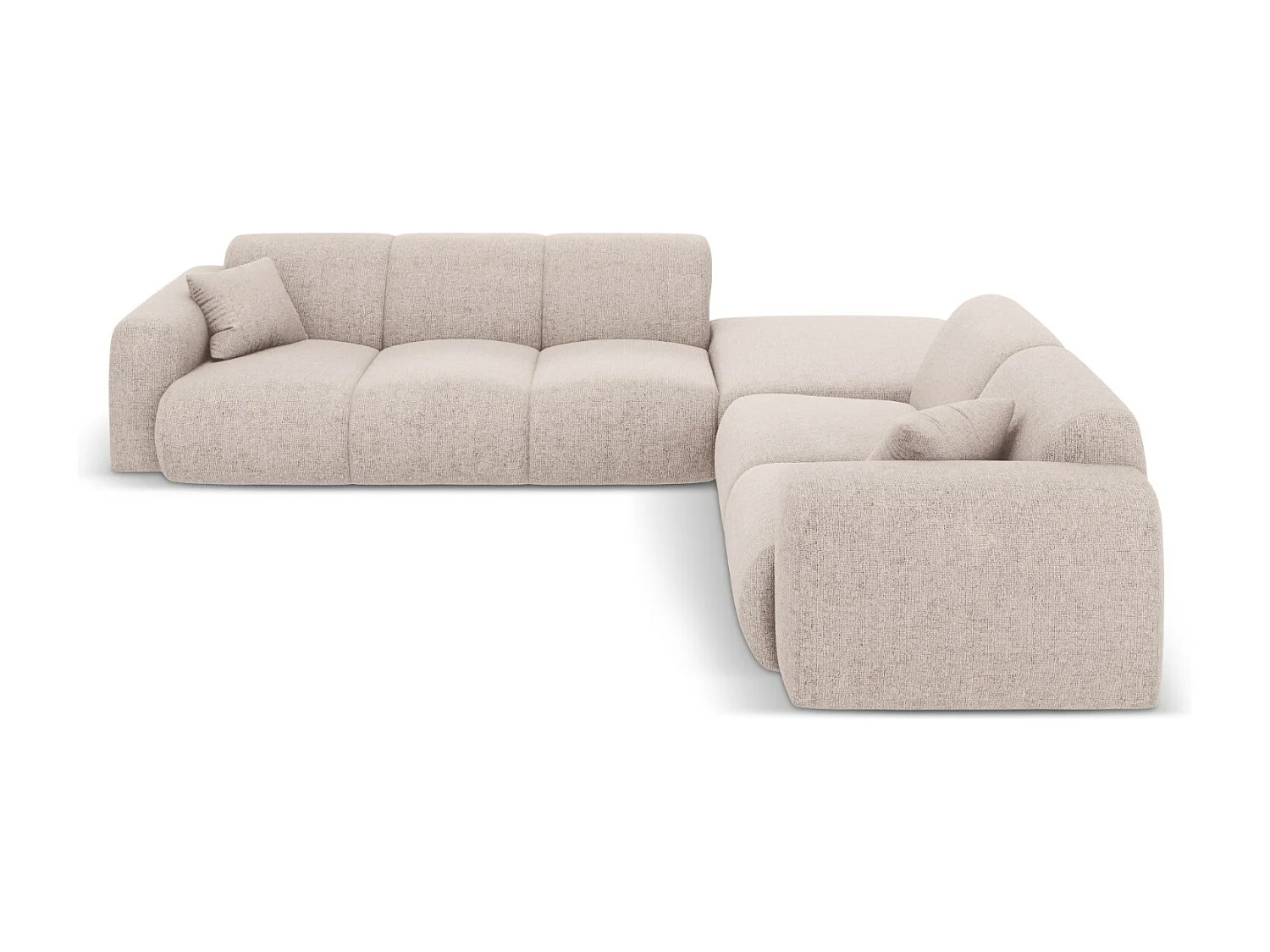 Cosmopolitan Design - Divano angolare destro "Nolio" 4 posti in ciniglia beige - 315x250x72cm