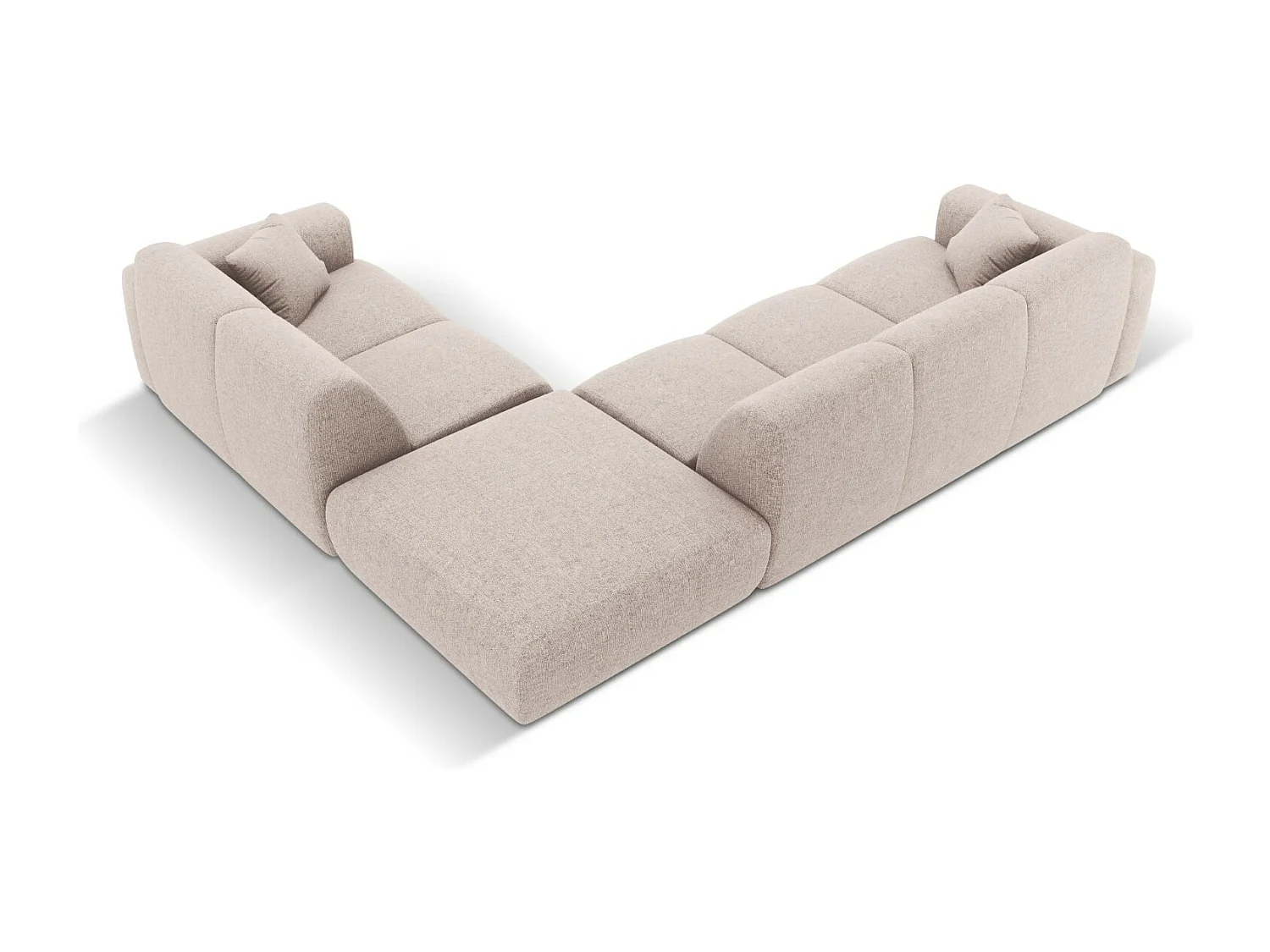 Cosmopolitan Design - Divano angolare destro "Nolio" 4 posti in ciniglia beige - 315x250x72cm