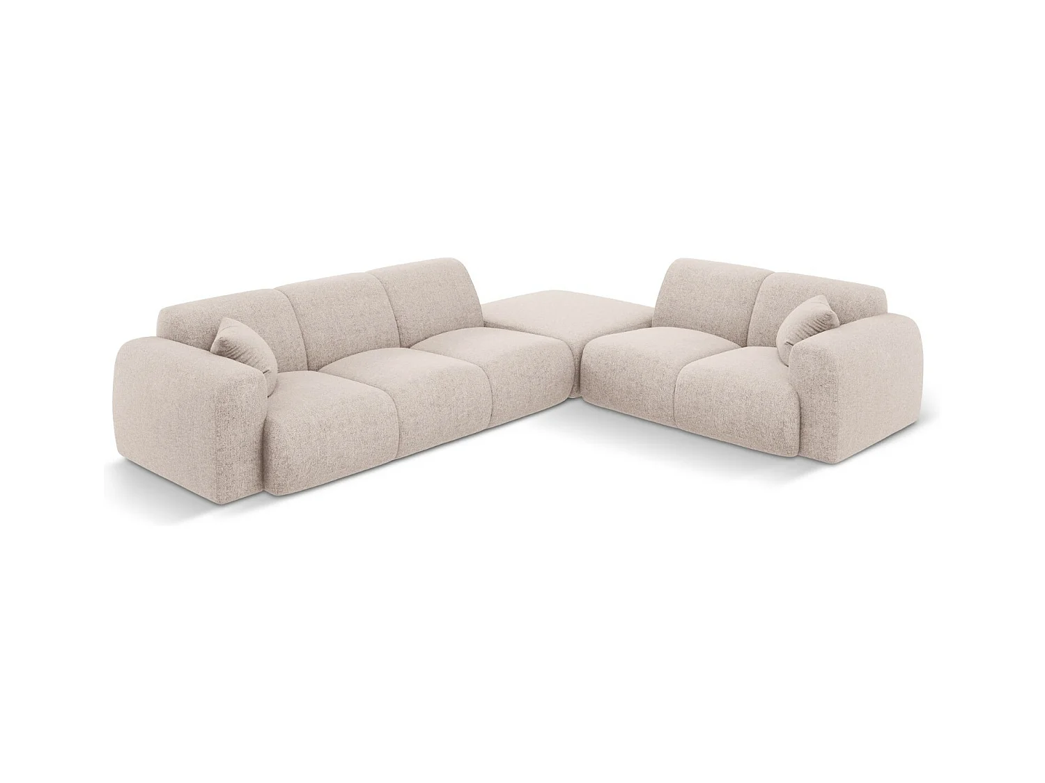 Cosmopolitan Design - Canapé d'angle droit "Nolio" 4 places en chenille beige - 315x250x72cm