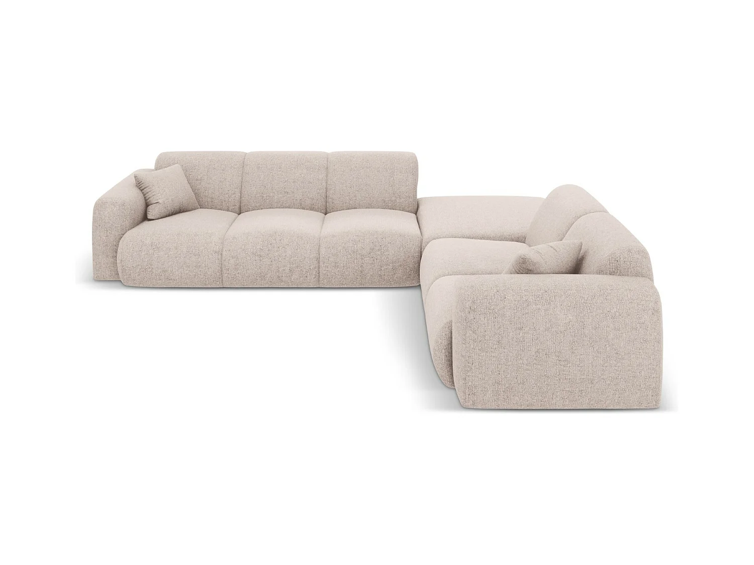 Cosmopolitan Design - Canapé d'angle droit "Nolio" 4 places en chenille beige - 315x250x72cm