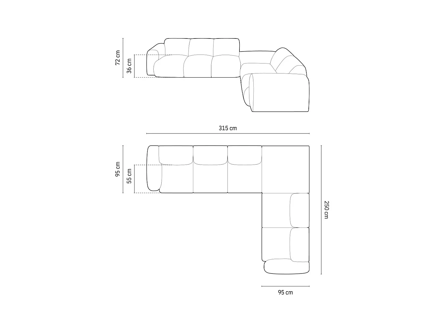 Cosmopolitan Design - Canapé d'angle droit "Nolio" 4 places en chenille beige - 315x250x72cm