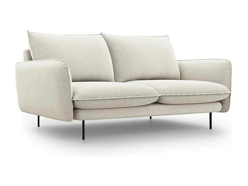 Cosmopolitan Design - Sofa, "Vienna" 2 miejsca tkanina strukturalna, beż jasny - 160x92x95cm