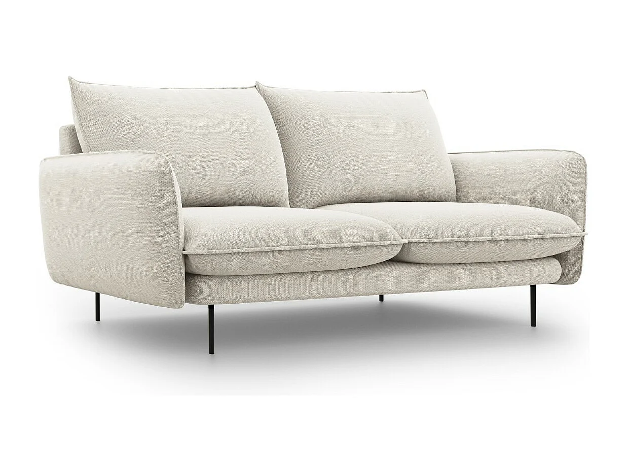 Cosmopolitan Design - Sofa, "Vienna" 2 miejsca tkanina strukturalna, beż jasny - 160x92x95cm