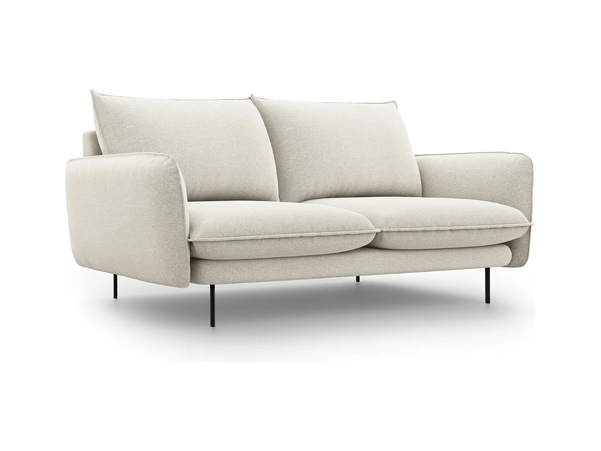 Cosmopolitan Design - Canapé "Vienna" 2 places en tissu structurel beige clair - 160x92x95cm