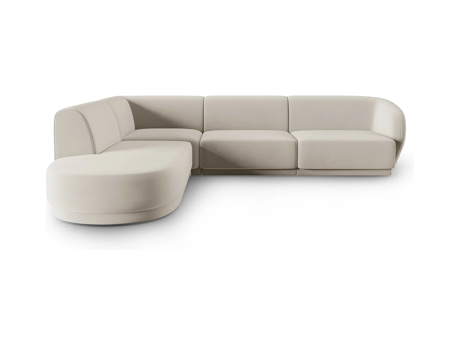 CXL by Christian Lacroix - Canapé d'angle gauche modulable "Lionel" 5 places en velours beige - 265x232x74cm