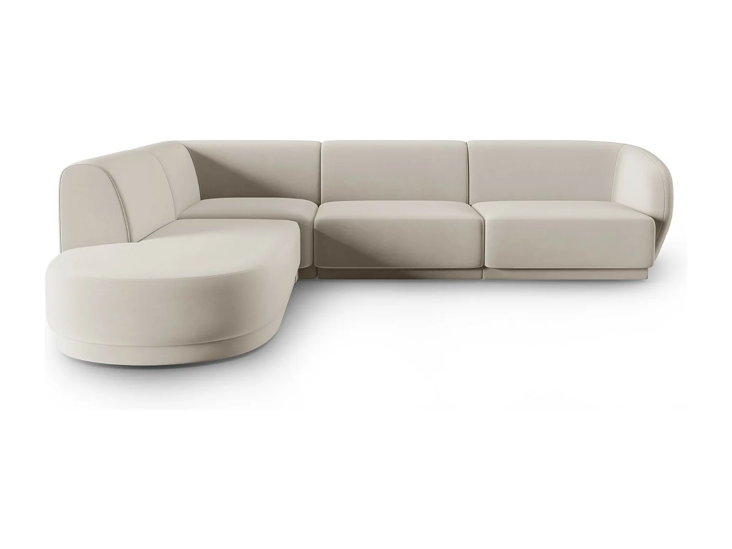 CXL by Christian Lacroix - Divano angolare modulare sinistro "Lionel" 5 posti in velluto beige - 265x232x74cm