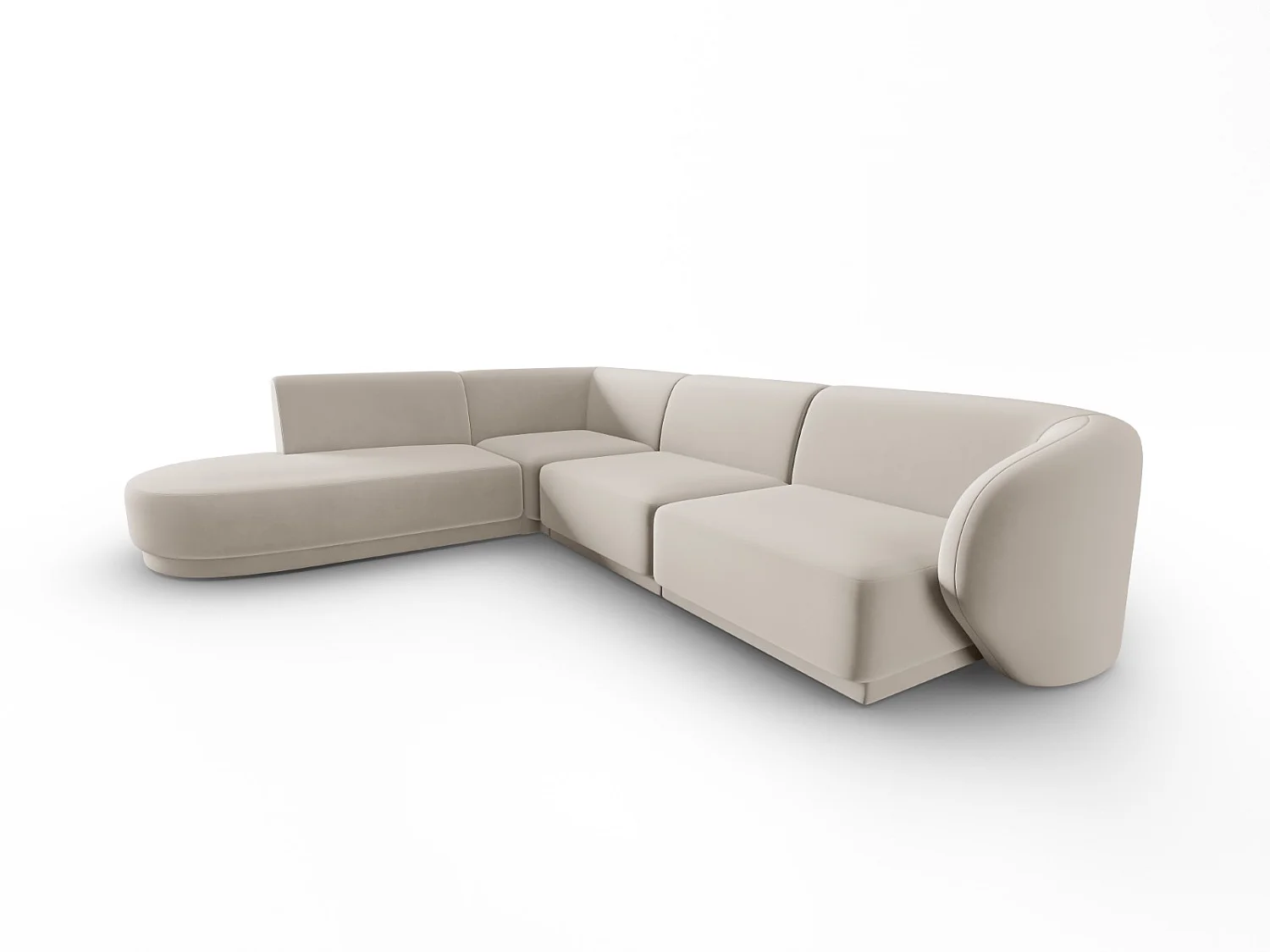 CXL by Christian Lacroix - Divano angolare modulare sinistro "Lionel" 5 posti in velluto beige - 265x232x74cm