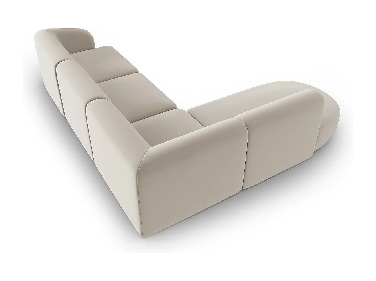 CXL by Christian Lacroix - Divano angolare modulare sinistro "Lionel" 5 posti in velluto beige - 265x232x74cm