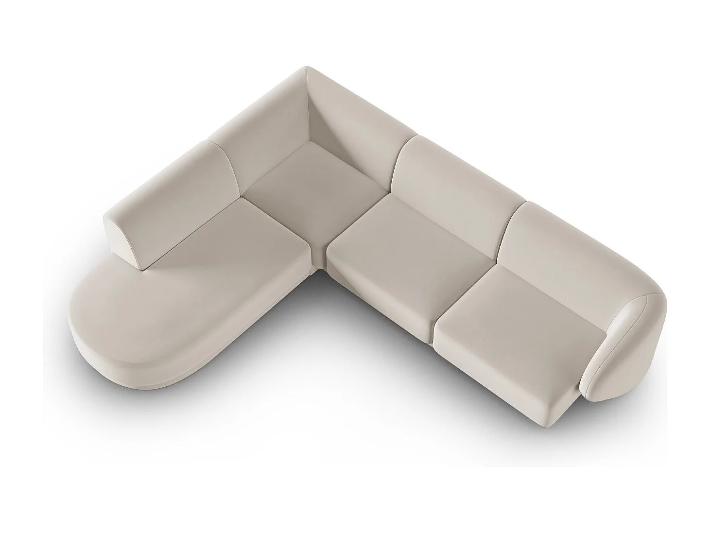 CXL by Christian Lacroix - Divano angolare modulare sinistro "Lionel" 5 posti in velluto beige - 265x232x74cm