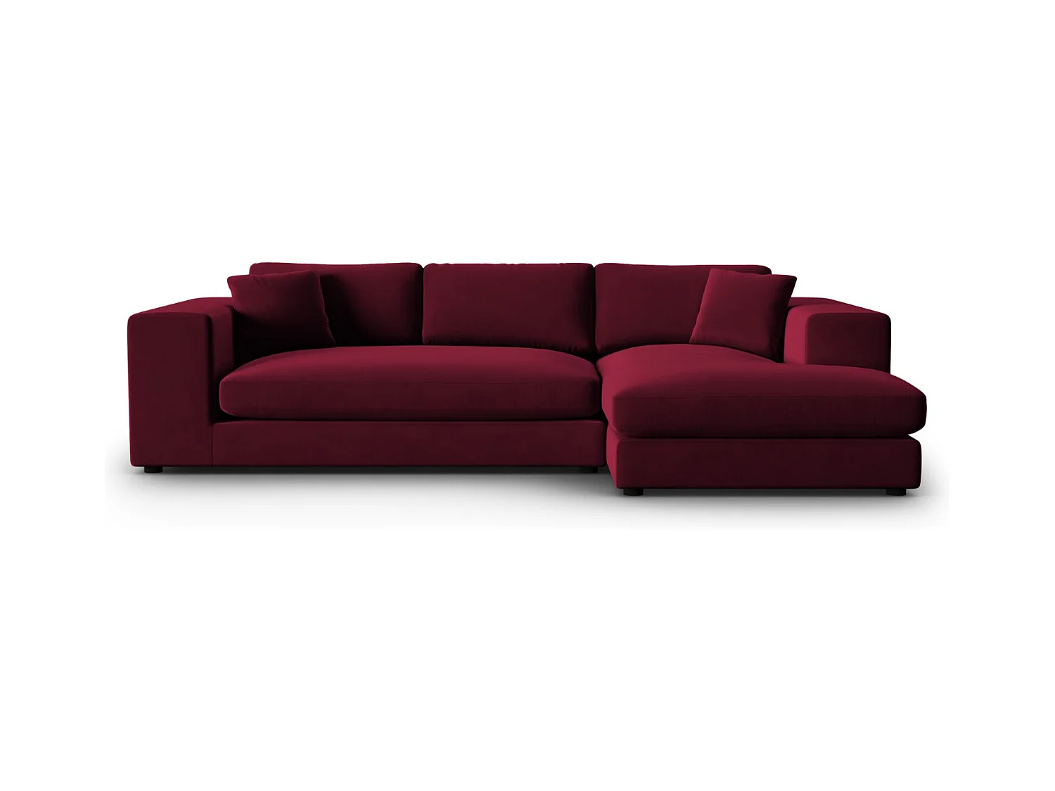 CXL by Christian Lacroix - Canapé d'angle droit "Tendance" 5 places en velours rouge - 282x174x72cm