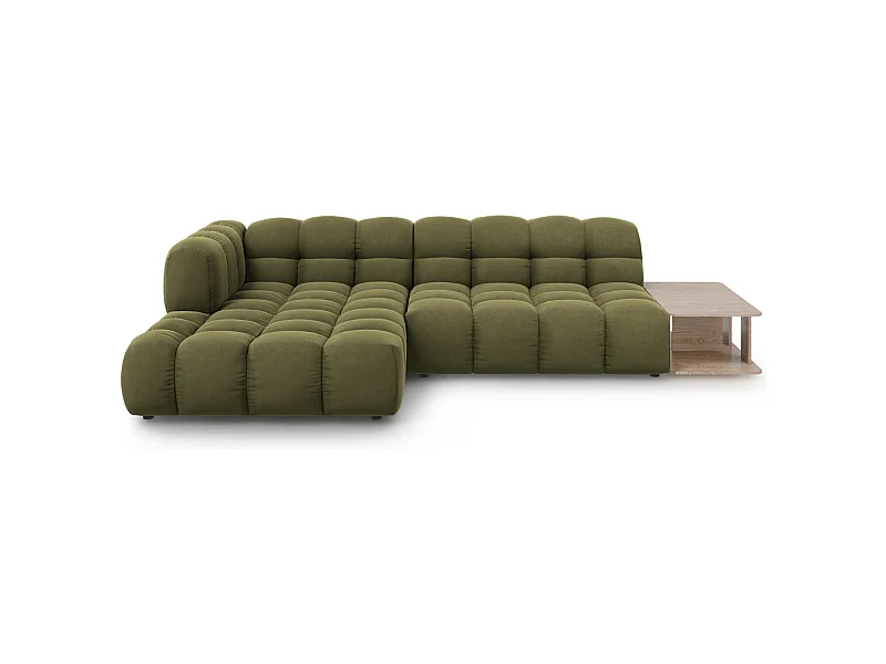 Cosmopolitan Design - 4-Sitzer modulares Ecksofa links "Sky" aus Samt hellgrün - 297x162x75cm