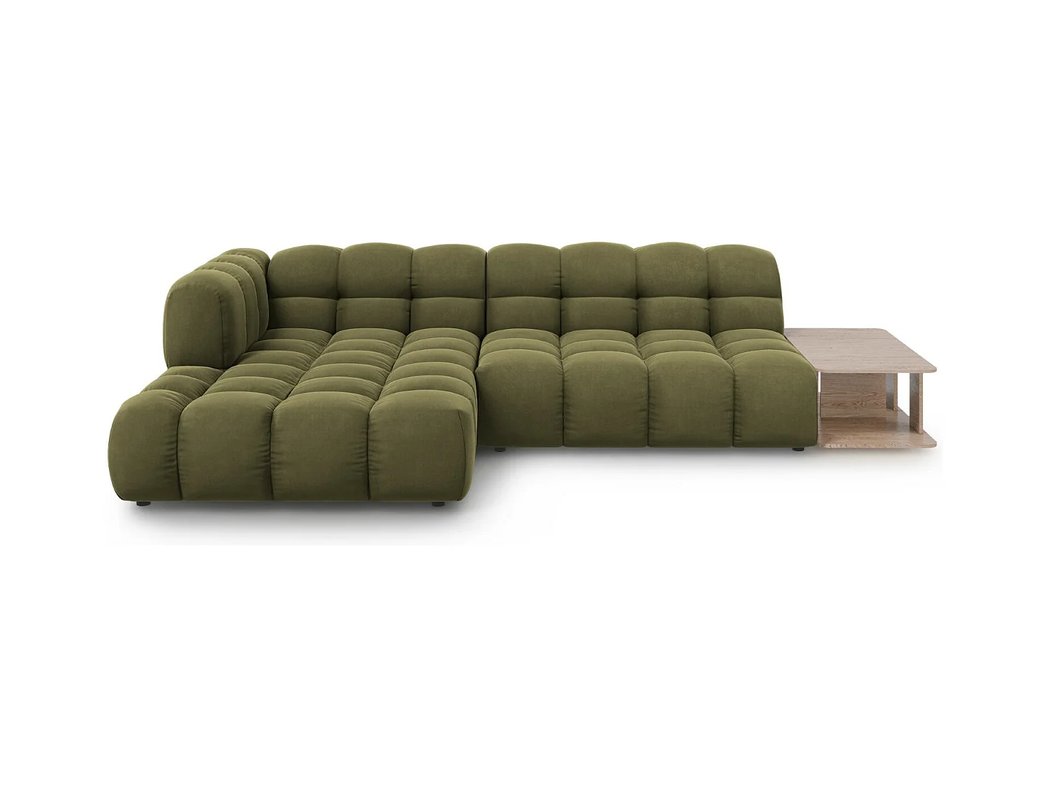 Cosmopolitan Design - Modulaire hoekbank links "Sky" 4 zitplaatsen, Flueel, Lichtgroen - 297x162x75cm