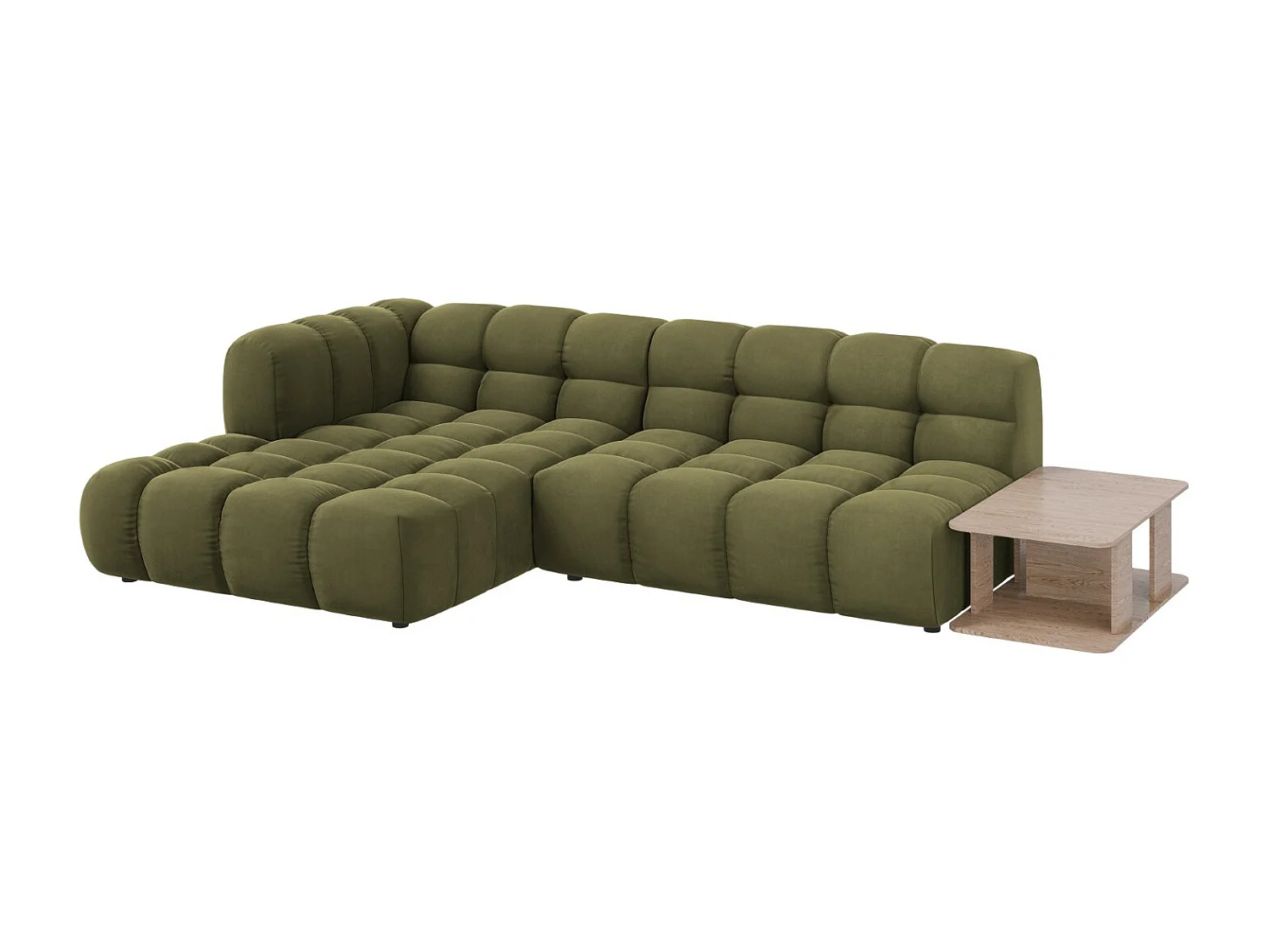 Cosmopolitan Design - Canapé d'angle gauche modulable "Sky" 4 places en velours vert clair - 297x162x75cm
