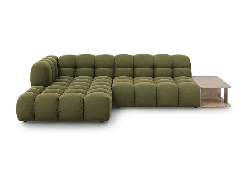 Cosmopolitan Design - Canapé d'angle gauche modulable "Sky" 4 places en velours vert clair - 297x162x75cm