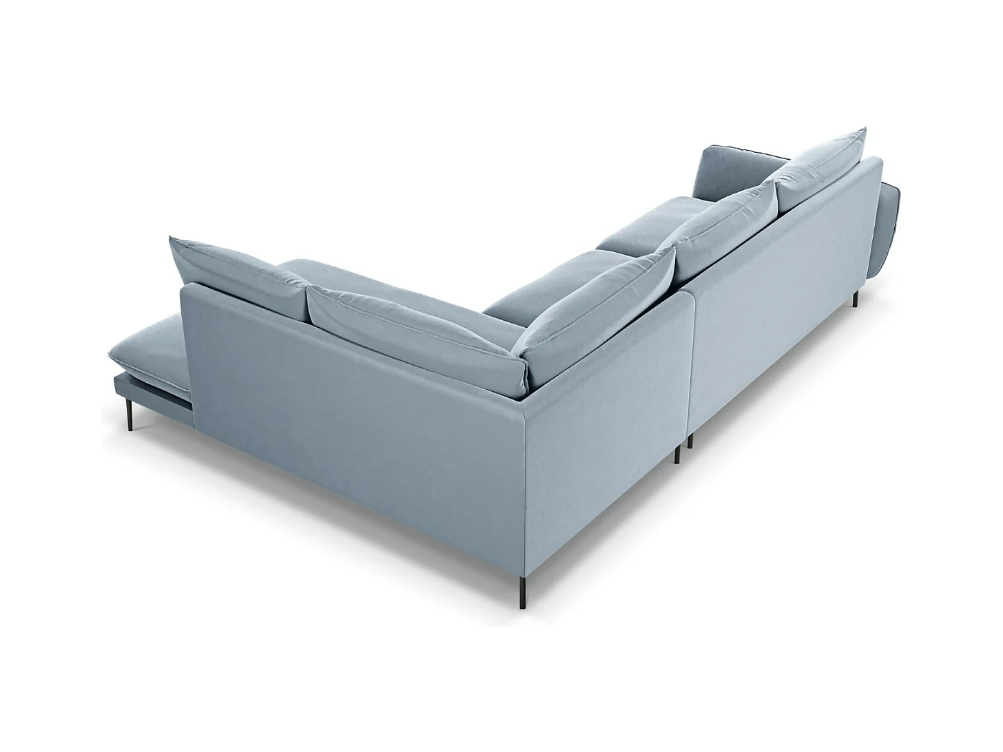 Cosmopolitan Design - Canapé d'angle droit "Vienna" 6 places en velours bleu clair - 275x185x95cm