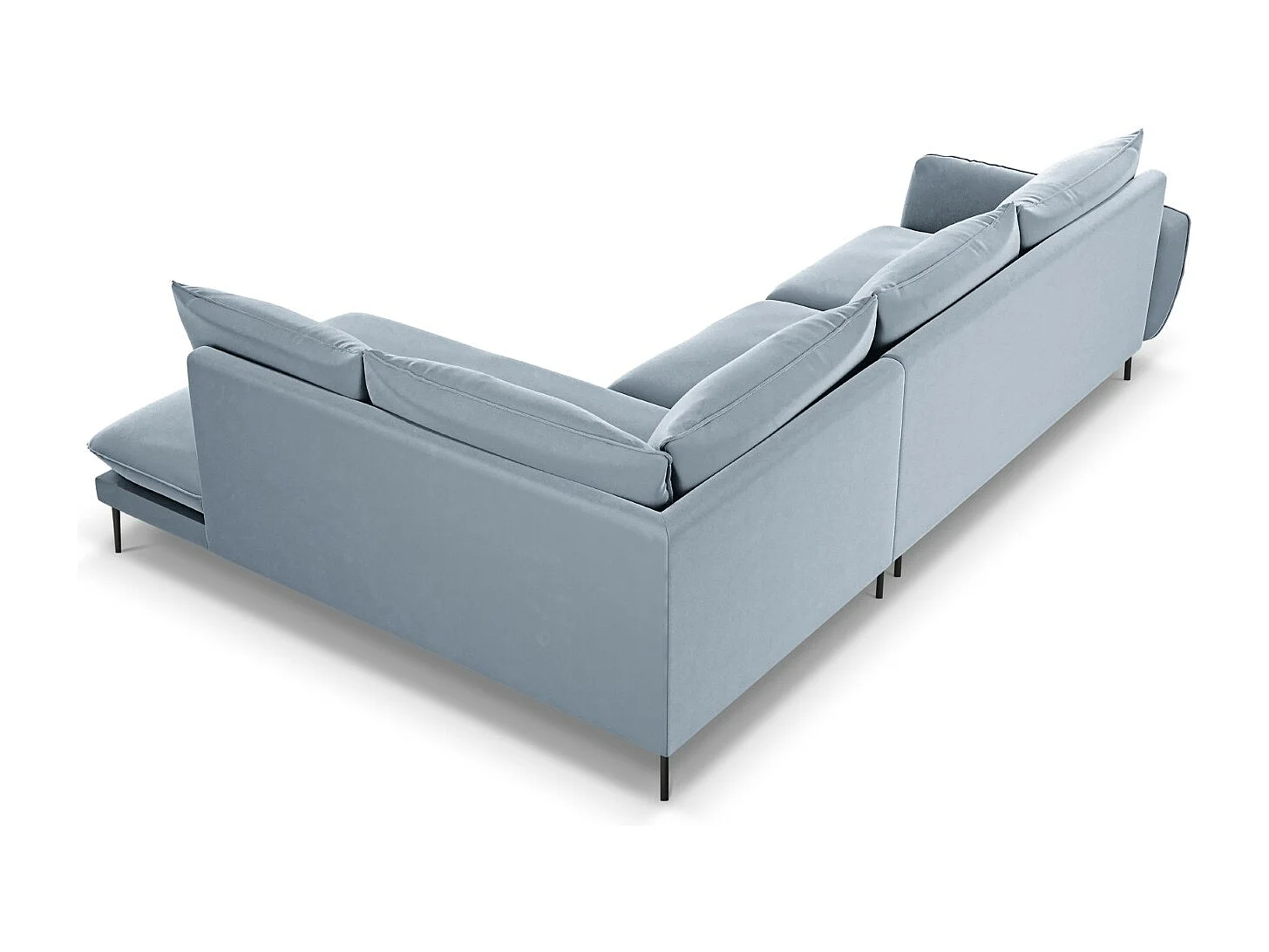 Cosmopolitan Design - Canapé d'angle droit "Vienna" 6 places en velours bleu clair - 275x185x95cm