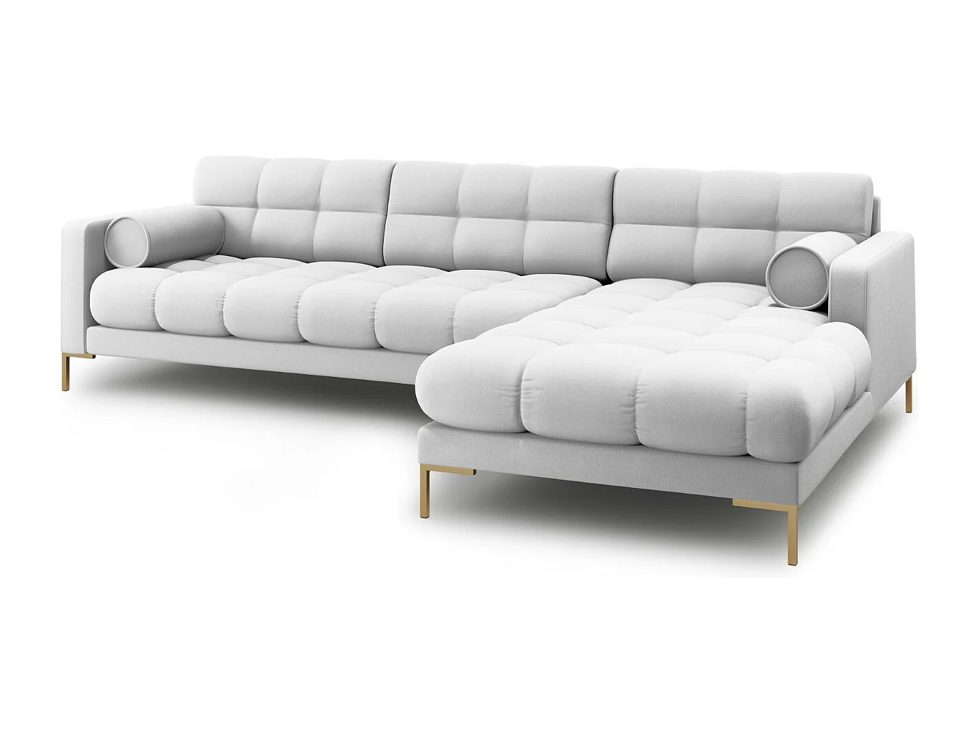 Cosmopolitan Design - 5-Sitzer Ecksofa rechts "Bali" aus strukturiertem Stoff hellgrau - 293x185x75cm