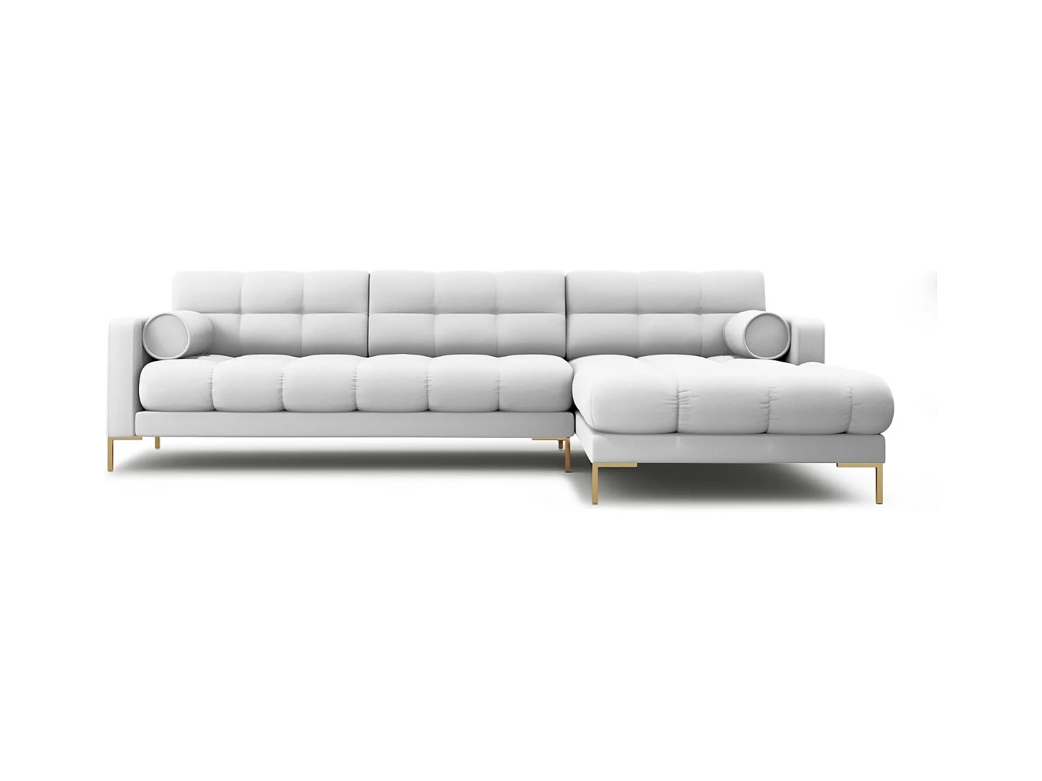 Cosmopolitan Design - Rechter hoekbank "Bali" 5 zitplaatsen, Structurele stof, Lichtgrijs - 293x185x75cm