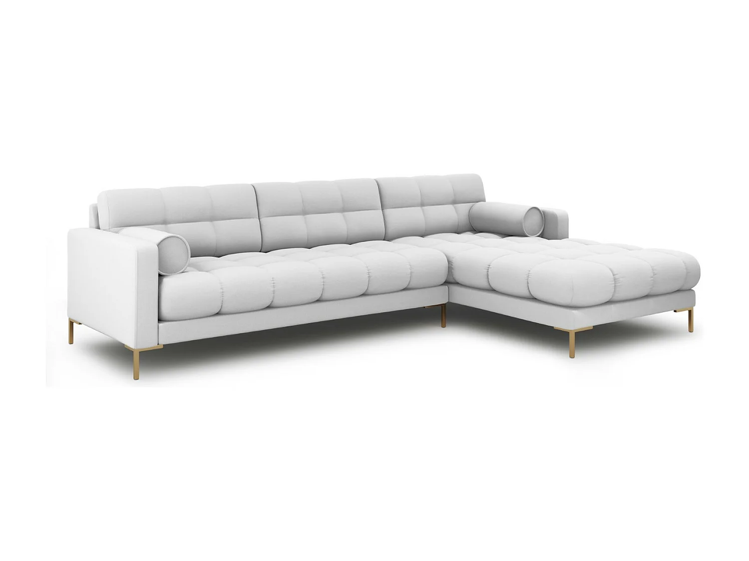 Cosmopolitan Design - Sofá de canto direito "Bali" 5 lugares em tecido estrutural cinza claro - 293x185x75cm