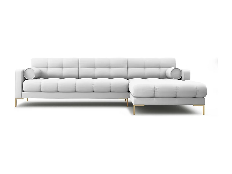 Cosmopolitan Design - Sofá de canto direito "Bali" 5 lugares em tecido estrutural cinza claro - 293x185x75cm