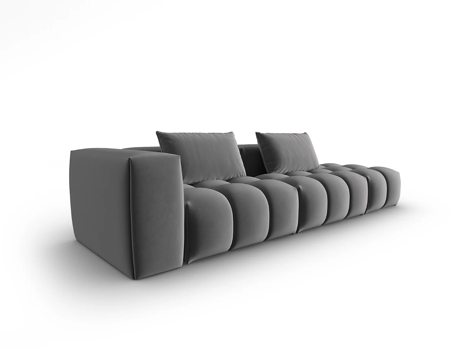 CXL by Christian Lacroix - Sofá modular derecho "Lorella" 3 plazas de terciopelo cemento - 265x85x70cm