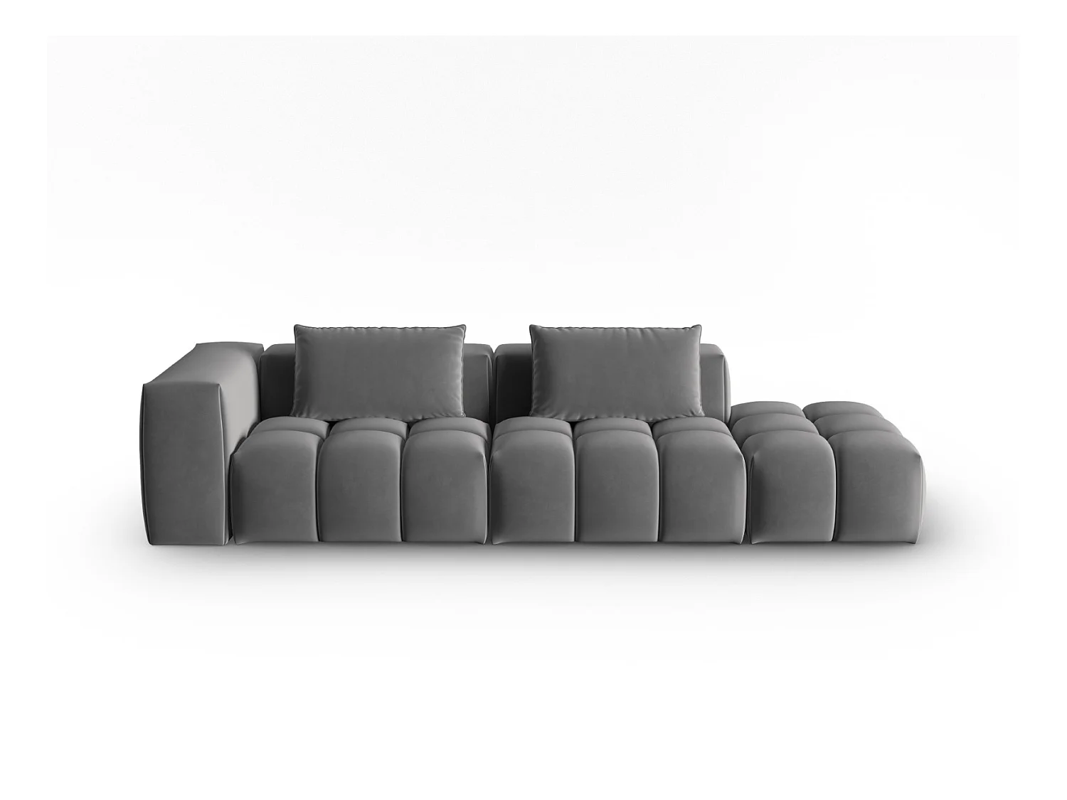 CXL by Christian Lacroix - Canapé modulable droit "Lorella" 3 places en velours ciment - 265x85x70cm