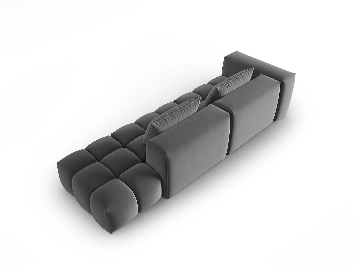 CXL by Christian Lacroix - Canapé modulable droit "Lorella" 3 places en velours ciment - 265x85x70cm