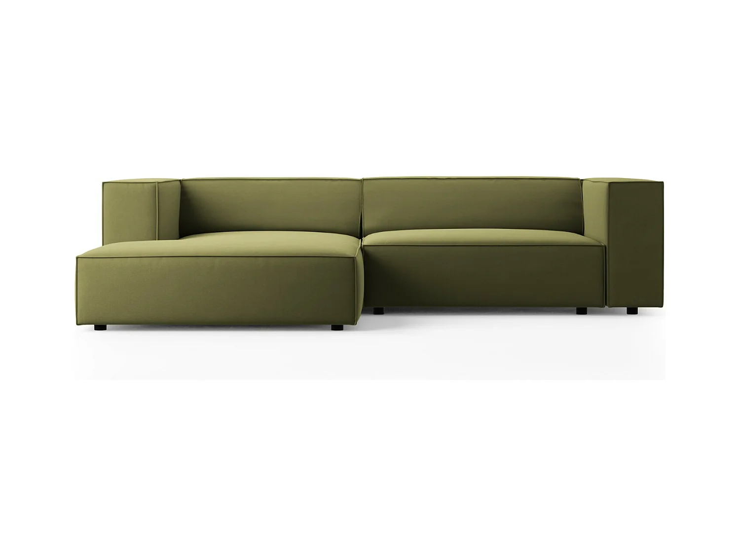 Cosmopolitan Design - Linker hoekbank "Arendal" 3 zitplaatsen, Flueel, Lichtgroen - 224x166x70cm