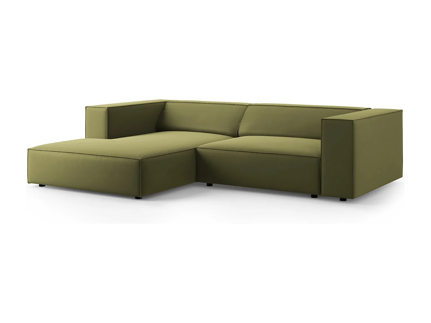 Cosmopolitan Design - Sofá de canto esquerdo "Arendal" 3 lugares em veludo verde claro - 224x166x70cm