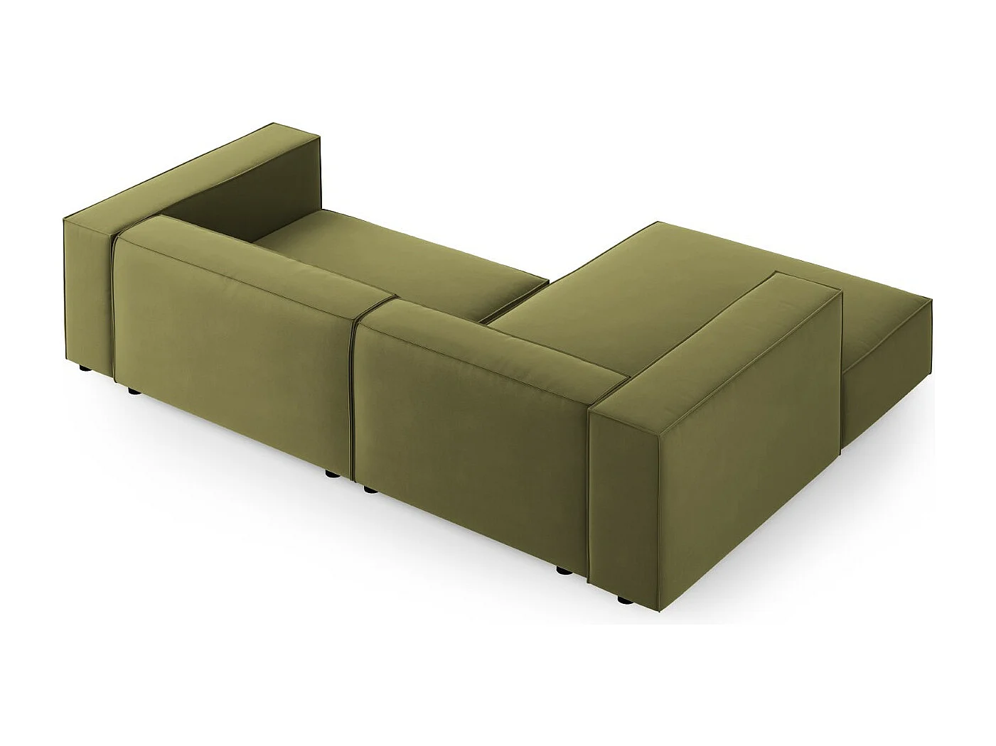 Cosmopolitan Design - Sofá de canto esquerdo "Arendal" 3 lugares em veludo verde claro - 224x166x70cm