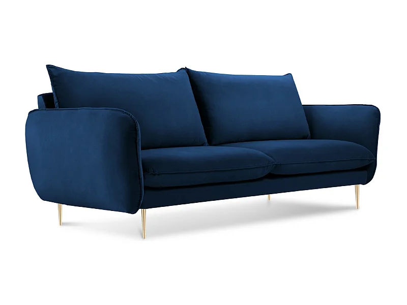 Cosmopolitan Design - Sofa, "Vienna" 2 miejsca welur, błękit królewski - 160x92x95cm