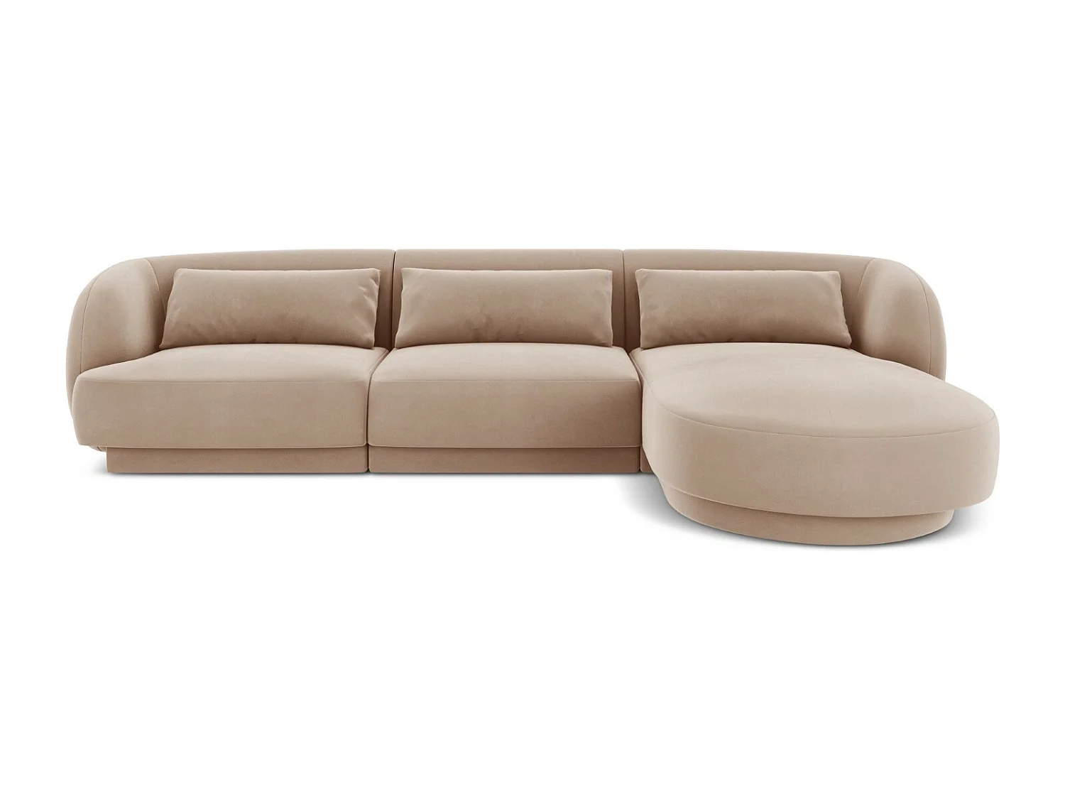 Cosmopolitan Design - Canapé d'angle droit "Tulum" 4 places en velours beige - 255x156x70cm