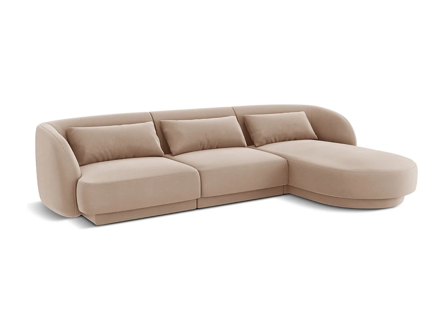 Cosmopolitan Design - Canapé d'angle droit "Tulum" 4 places en velours beige - 255x156x70cm
