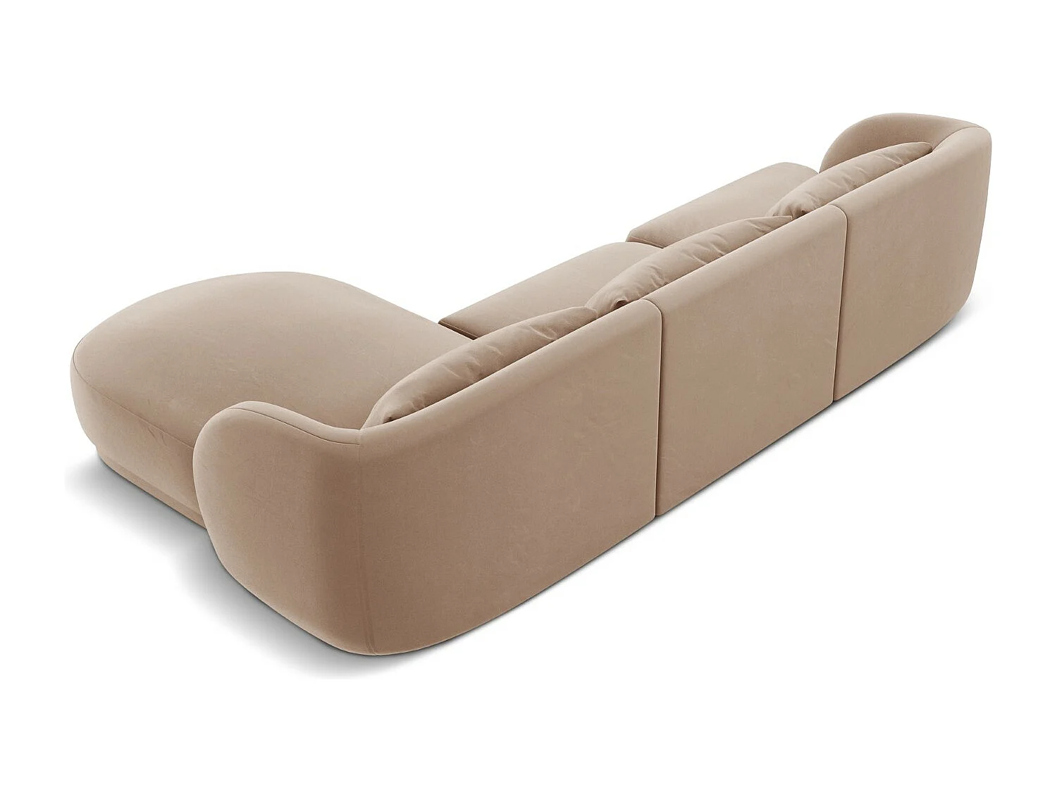 Cosmopolitan Design - Canapé d'angle droit "Tulum" 4 places en velours beige - 255x156x70cm