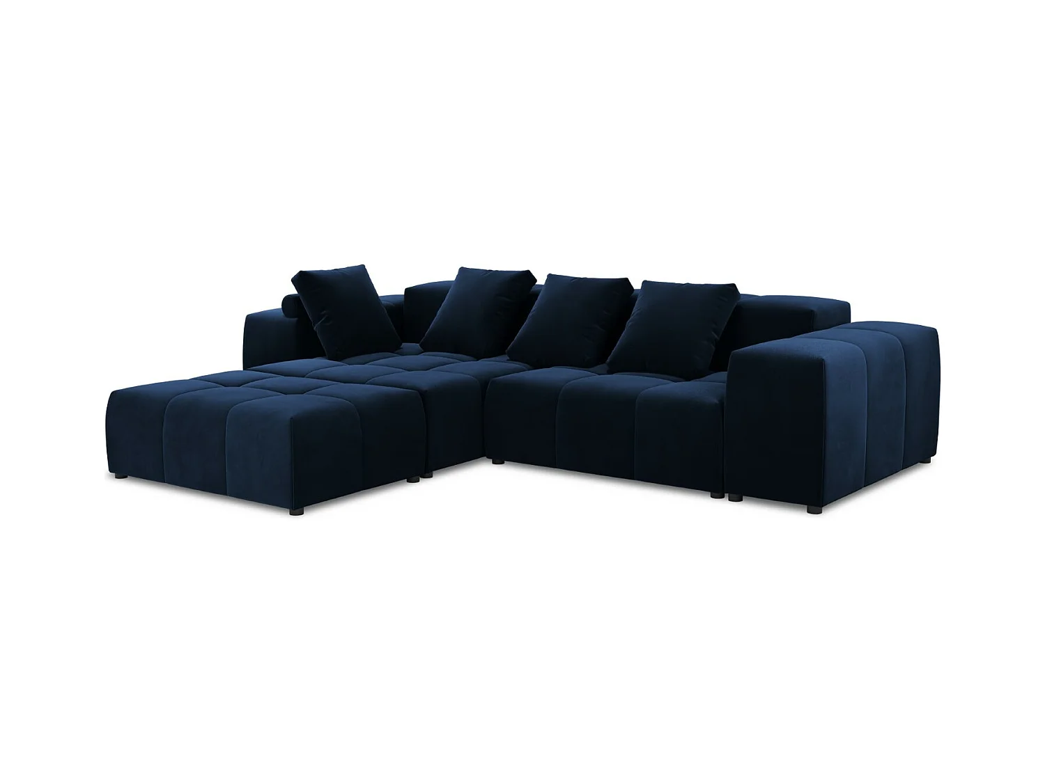 Cosmopolitan Design - Symmetrische modulaire hoekbank "Rome" 5 zitplaatsen, Flueel, Koningsblauw - 320x240x75cm