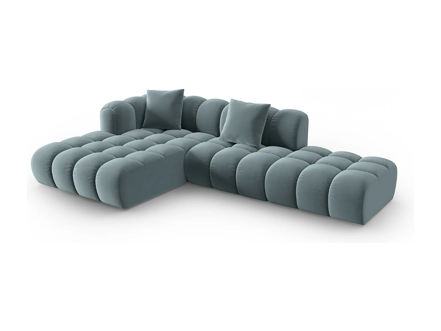 CXL by Christian Lacroix - Narożnik lewy panoramiczny, "Clotilde" 4 miejsca welur, niebieski jasny - 309x190x70cm