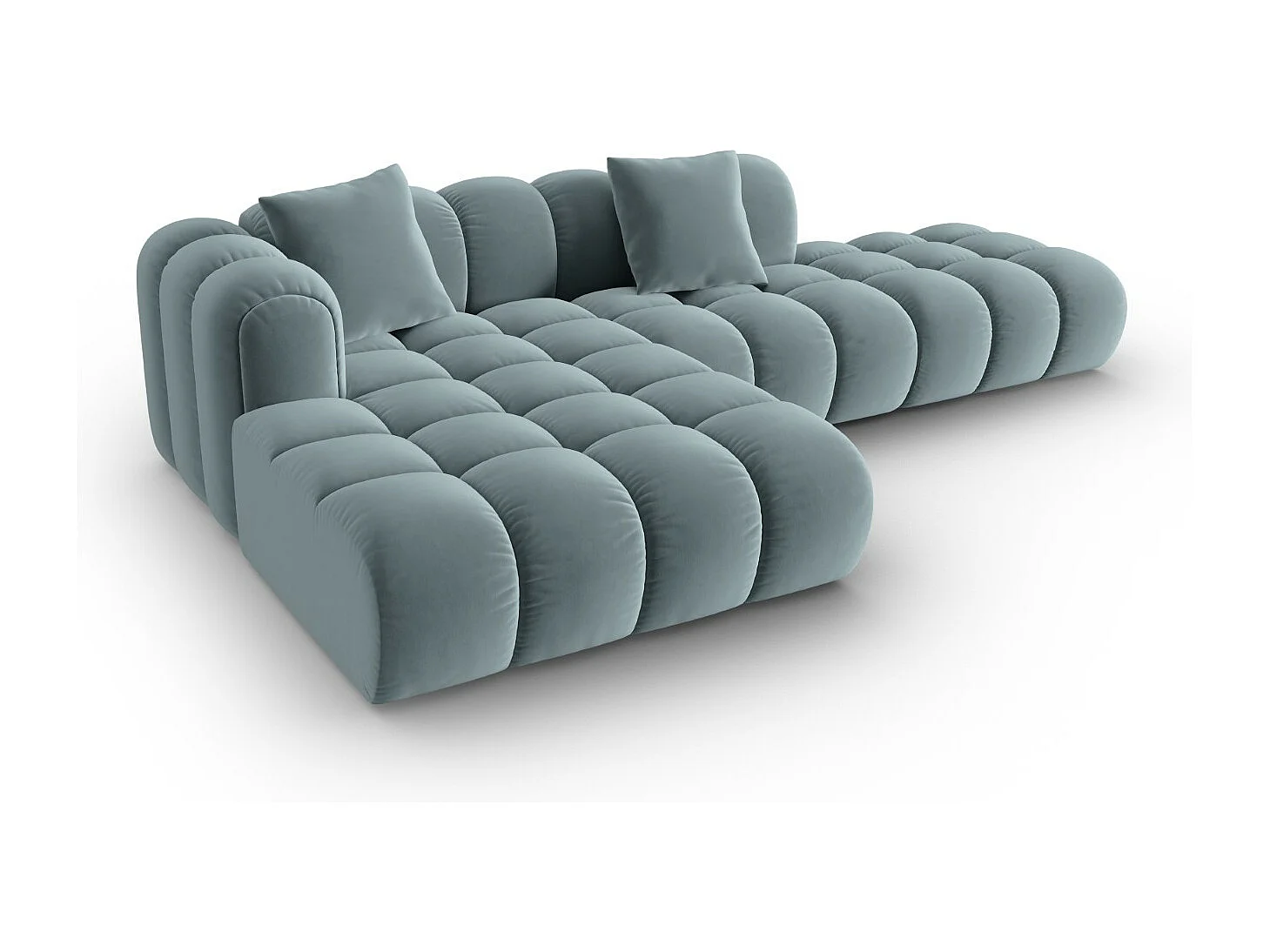 CXL by Christian Lacroix - Narożnik lewy panoramiczny, "Clotilde" 4 miejsca welur, niebieski jasny - 309x190x70cm