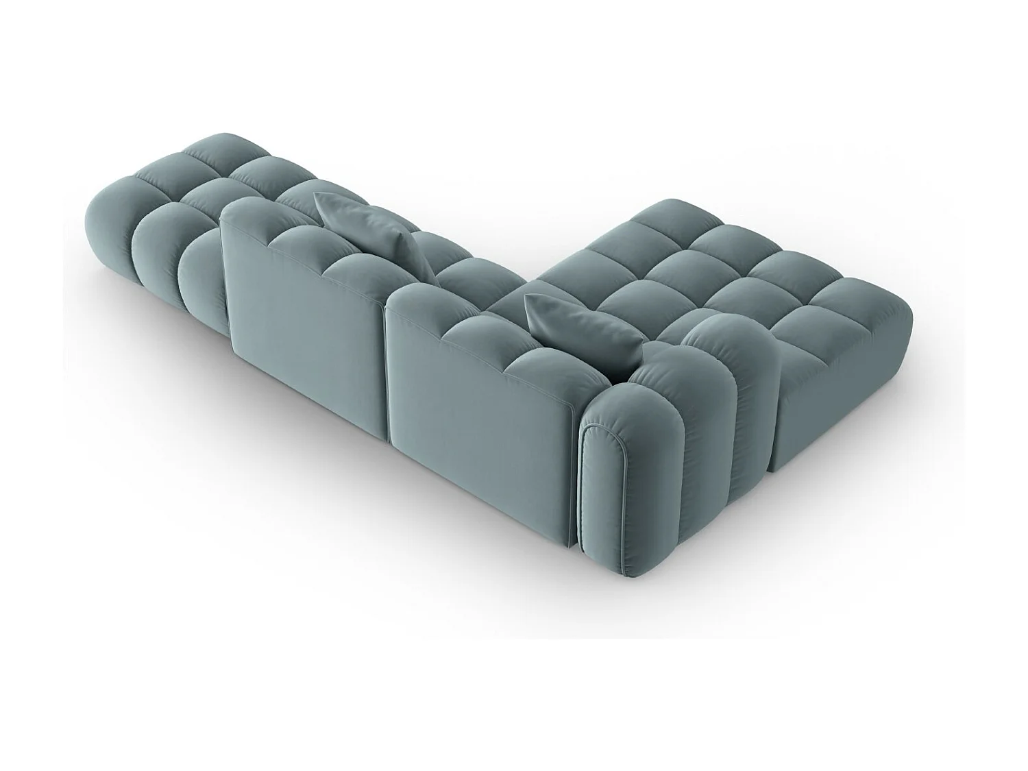 CXL by Christian Lacroix - Narożnik lewy panoramiczny, "Clotilde" 4 miejsca welur, niebieski jasny - 309x190x70cm