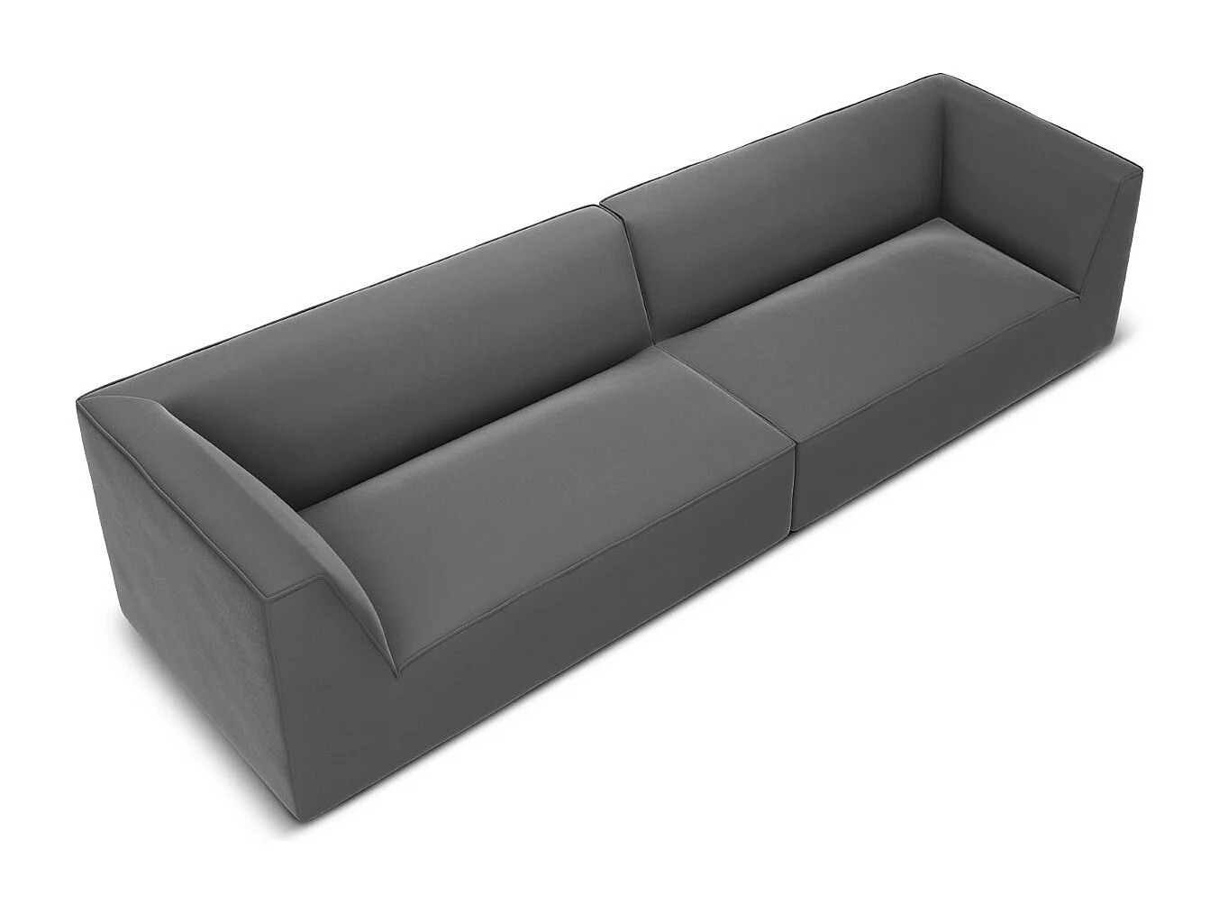 CXL by Christian Lacroix - Sofá "Charles" 4 lugares em veludo cinza escuro - 302x93x69cm