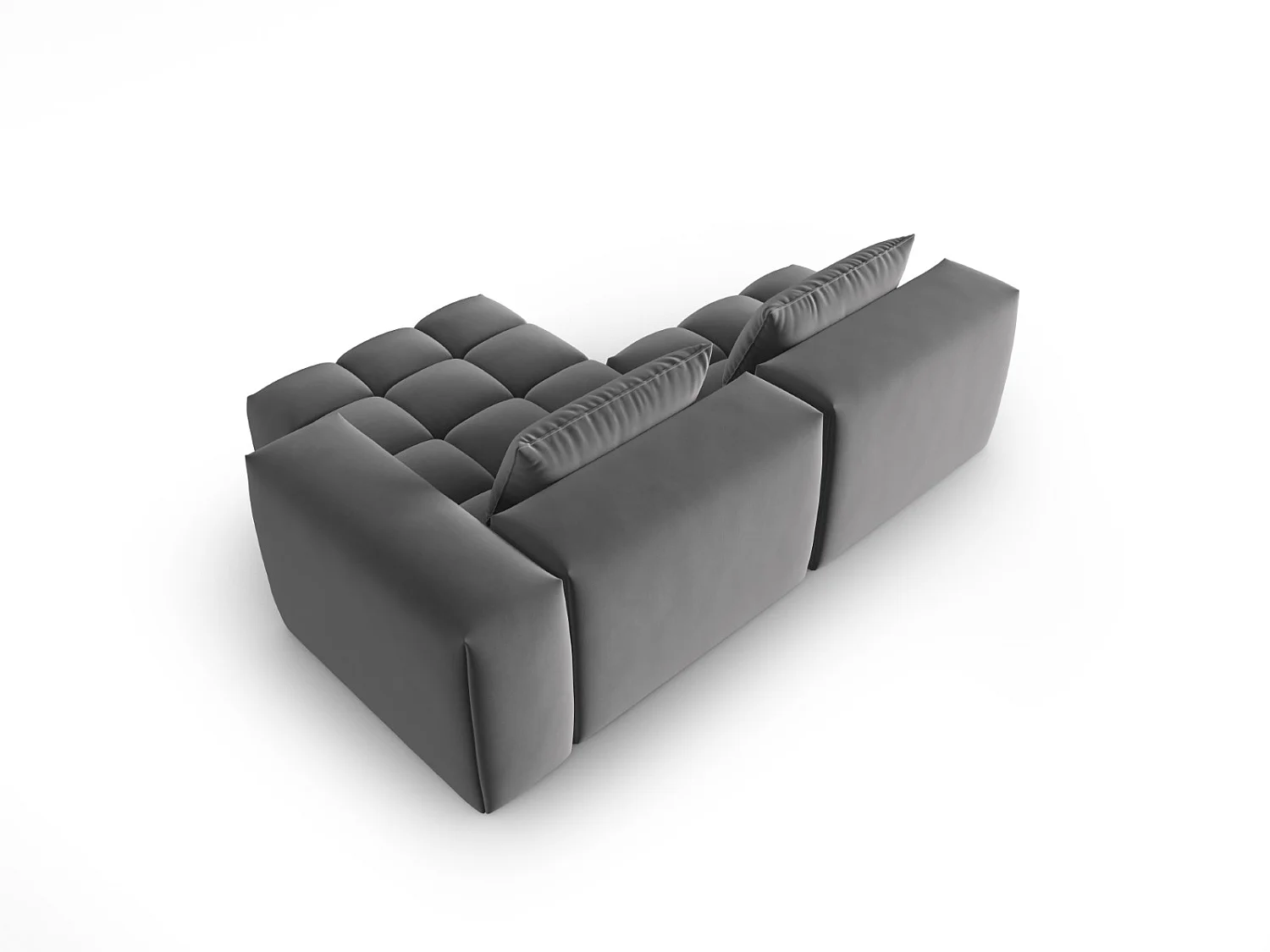 CXL by Christian Lacroix - Sofá esquinero modular derecho "Lorella" 3 plazas de terciopelo cemento - 205x145x70cm