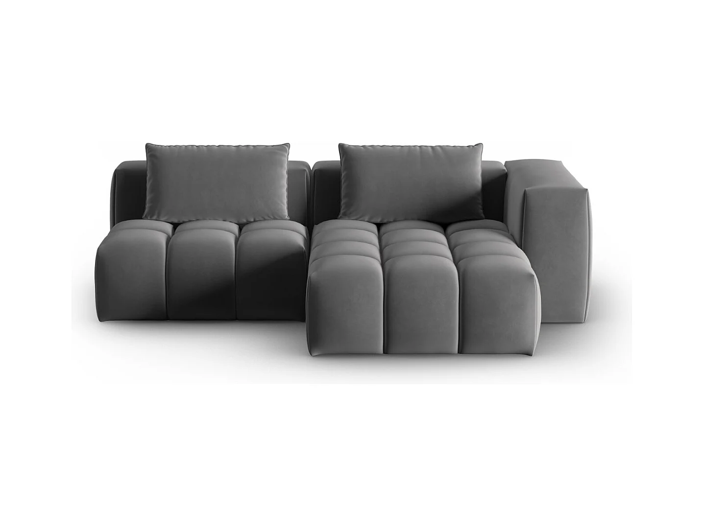 CXL by Christian Lacroix - Canapé d'angle droit modulable "Lorella" 3 places en velours ciment - 205x145x70cm