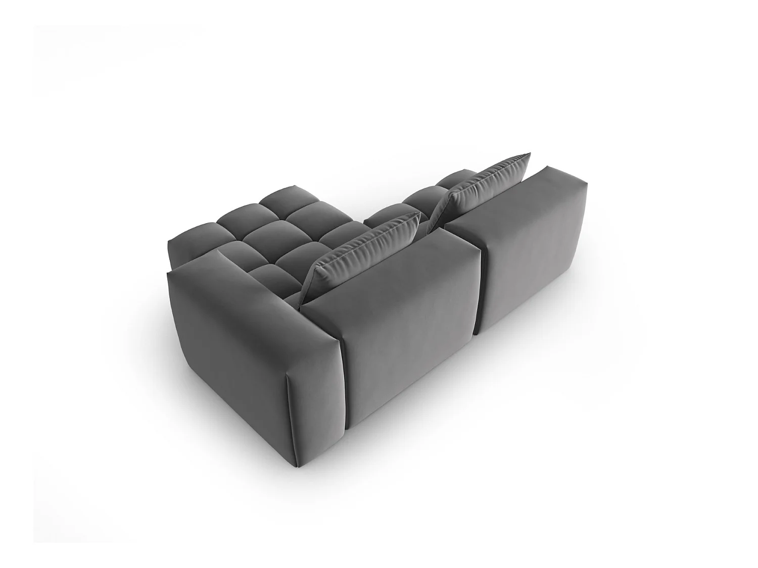 CXL by Christian Lacroix - Canapé d'angle droit modulable "Lorella" 3 places en velours ciment - 205x145x70cm