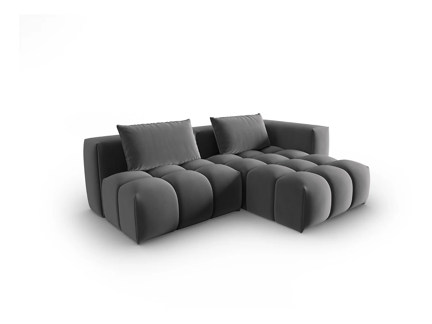 CXL by Christian Lacroix - Canapé d'angle droit modulable "Lorella" 3 places en velours ciment - 205x145x70cm